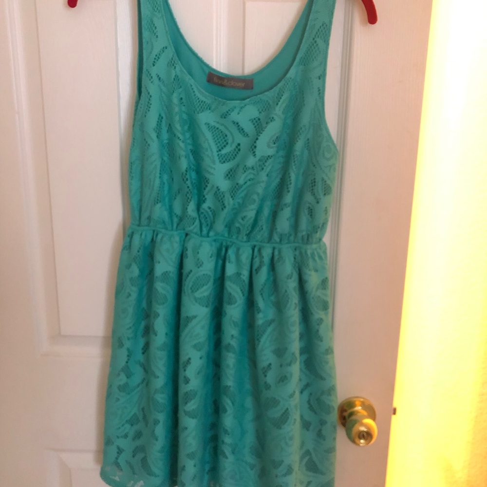 Finn and sliver Tiffany blue dress
